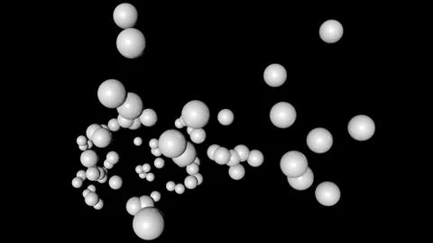 3d rendering of white flying sphere isolated on black Stock Illustration