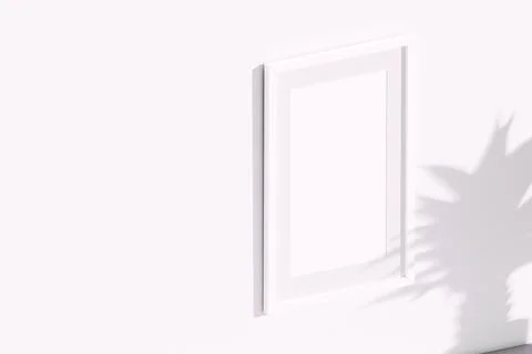 3D rendering of white frame with copyspace on wall 스톡 일러스트