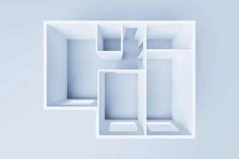 3d rendering of white furnished model of home apartment Stock Illustration
