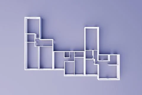 3d rendering of white furnished model of home apartment Stock Illustration