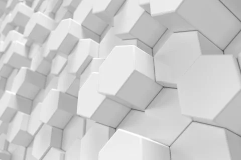 3D Rendering white geometric hexagonal abstract background. Stock Illustration