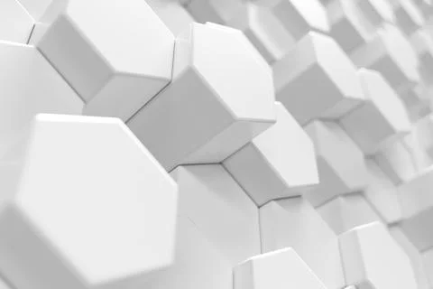 3D Rendering white geometric hexagonal abstract background. 库存插图