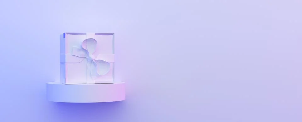 3d rendering. White gift box on white background. Shopping and sale banner Stock Illustration