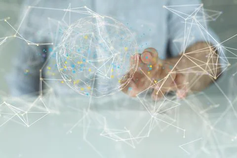 3d rendering of a white globe for conference digital network and data concept an Stock Photos