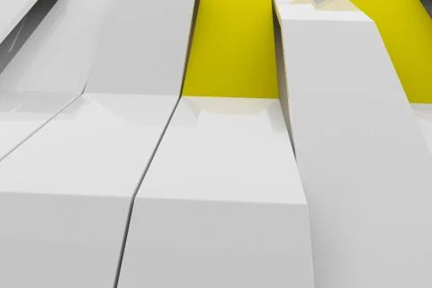 3D rendering of white gloss plastic waves with colored elements Stock Illustration