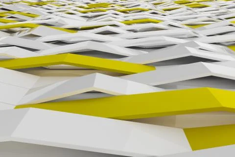 3D rendering of white gloss plastic waves with colored elements Stock Illustration