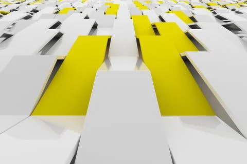 3D rendering of white gloss plastic waves with colored elements Stock Illustration