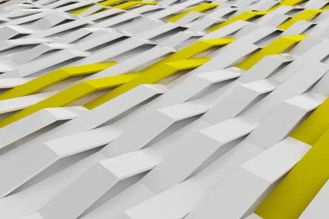 3D rendering of white gloss plastic waves with colored elements Illustrazione stock