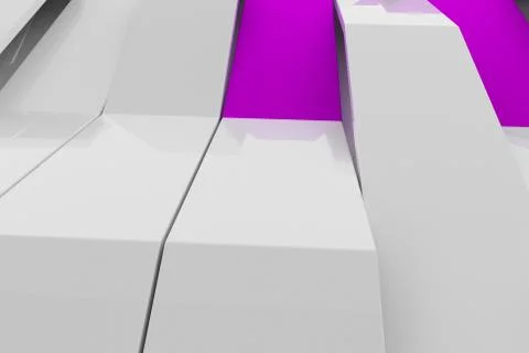 3D rendering of white gloss plastic waves with colored elements Stock Illustration