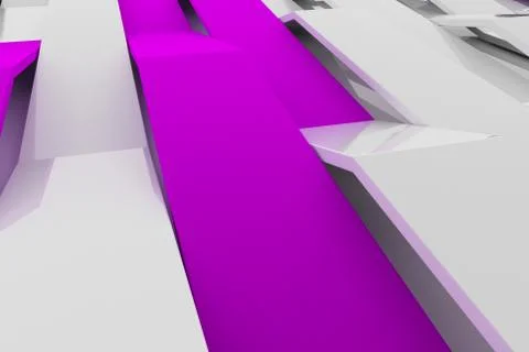 3D rendering of white gloss plastic waves with colored elements Illustrazione stock