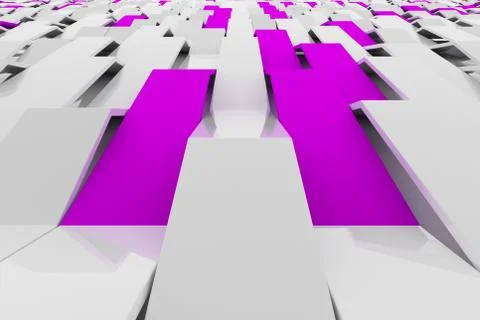 3D rendering of white gloss plastic waves with colored elements Stock Illustration