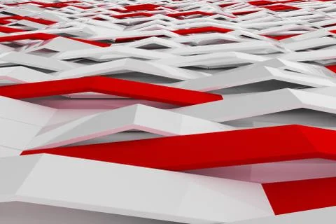 3D rendering of white gloss plastic waves with colored elements Illustrazione stock