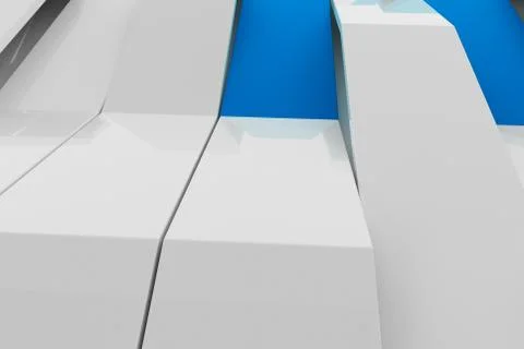 3D rendering of white gloss plastic waves with colored elements Stockillustratie