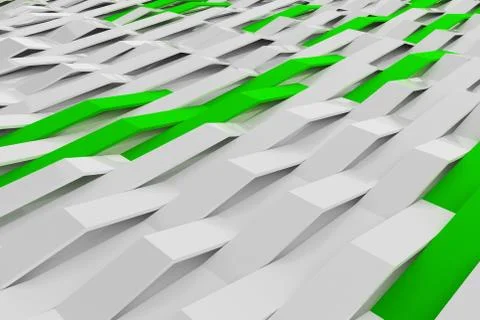 3D rendering of white gloss plastic waves with colored elements Illustrazione stock