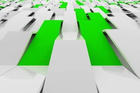 3D rendering of white gloss plastic waves with colored elements Stock Illustration