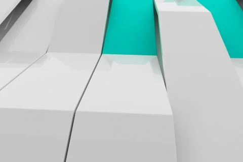 3D rendering of white gloss plastic waves with colored elements 库存插图