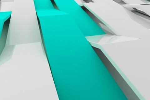 3D rendering of white gloss plastic waves with colored elements Stock Illustration