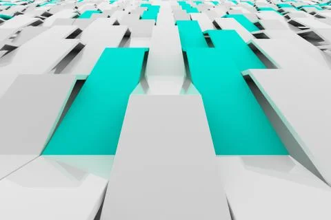 3D rendering of white gloss plastic waves with colored elements イラスト素材