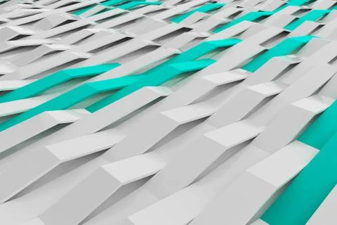 3D rendering of white gloss plastic waves with colored elements イラスト素材