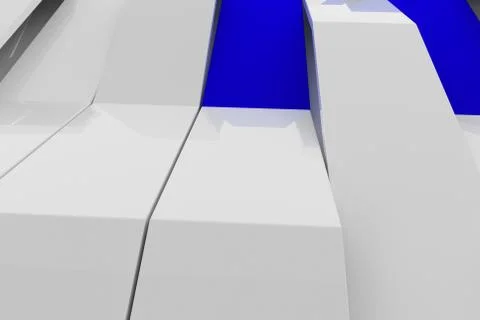 3D rendering of white gloss plastic waves with colored elements Stock Illustration