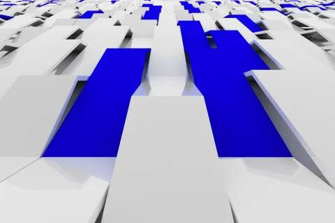 3D rendering of white gloss plastic waves with colored elements 스톡 일러스트