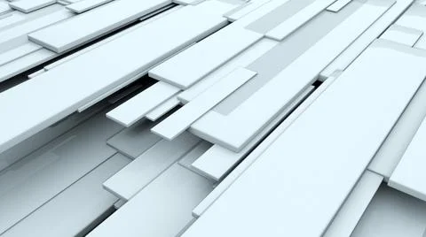 3d rendering of white glossy rectangular panels at different levels. Computer 库存插图