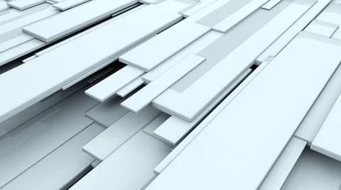 3d rendering of white glossy rectangular panels at different levels. Compu... Stock Photos