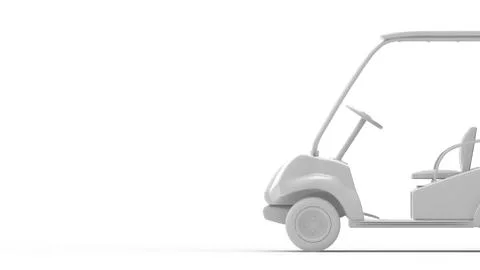 3d rendering of a white golf cart isolated in a studio background Illustrazione stock