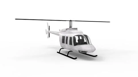 3d rendering of a white helicopter isolated in studio background Illustrazione stock