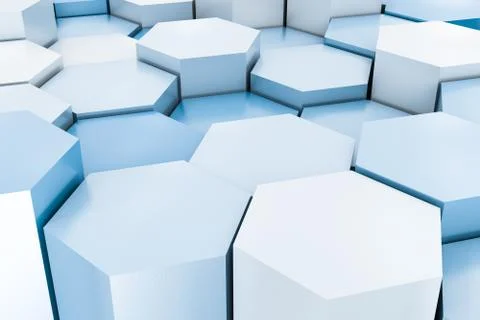 3d rendering, white hexagon cubes. Foto stock