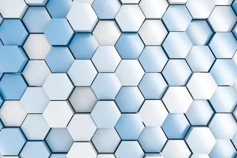 3d rendering, white hexagon cubes. Foto stock