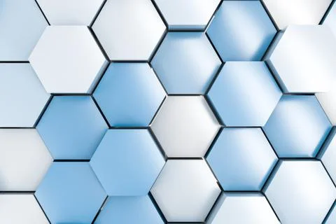 3d rendering, white hexagon cubes. Foto stock