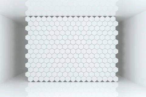 3d rendering, white hexagon cubes. Foto stock