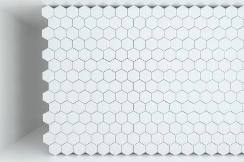 3d rendering, white hexagon cubes. Foto stock