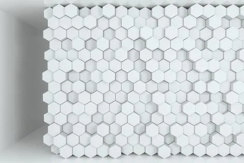 3d rendering, white hexagon cubes. Foto stock