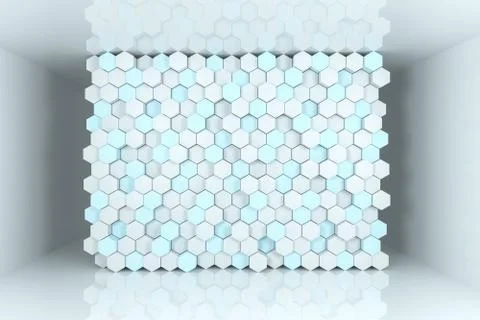 3d rendering, white hexagon cubes. Foto stock