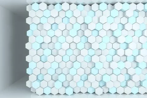 3d rendering, white hexagon cubes. Foto stock