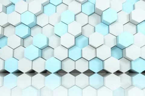 3d rendering, white hexagon cubes. Foto stock