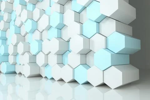 3d rendering, white hexagon cubes. Stock Photos