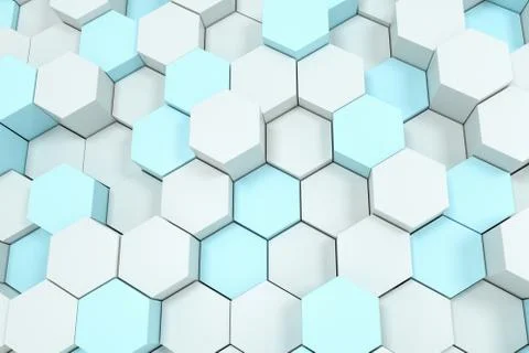 3d rendering, white hexagon cubes. Foto stock