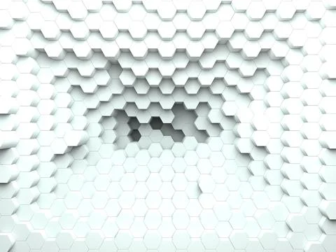 3D rendering white hexagon patterns - great for backgrounds and wallpapers Stockillustratie