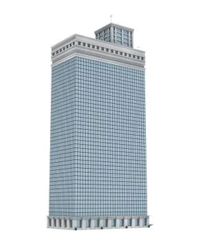 3d rendering of a white high office building with many large windows. Stock Illustration