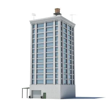 3d rendering of a white high office building with many large windows and a Stock-Illustration