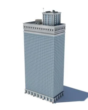 3d rendering of a white high office building with many large windows. Stock Illustration