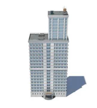 3d rendering of a white high office building with many large windows. Stock Illustration