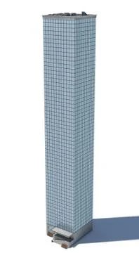 3d rendering of a white high office building with many large windows. Stock Illustration