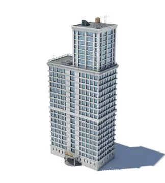3d rendering of a white high office building with many large windows. Stock Illustration