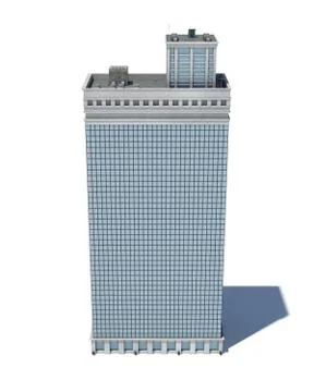 3d rendering of a white high office building with many large windows. Stock Illustration
