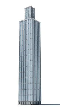 3d rendering of a white high office building with many large windows. Stock-Illustration