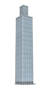 3d rendering of a white high office building with many large windows. Stock-Illustration